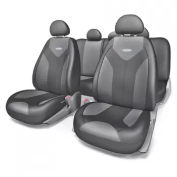 Чехлы на сиденья универсальные экокожа MATRIX MTX-1105G BK/D.GY (S)