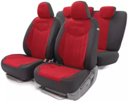 Комплект чехлов на сиденья SIGNATURE, материал велюр SGN-1505 BK/RD