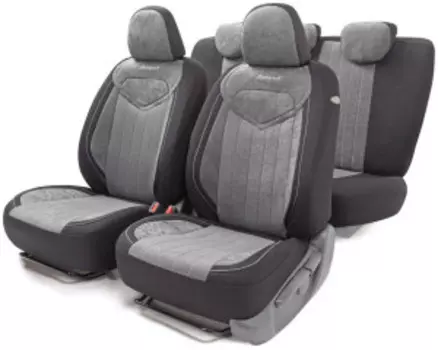 Комплект чехлов на сиденья SIGNATURE, материал велюр SGN-1505 BK/D.GY