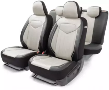 Комплект чехлов на сиденья SIGNATURE, материал экокожа SGN-1505GF BK/WH
