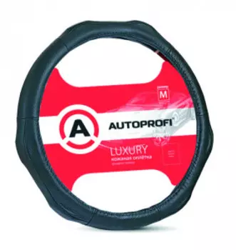 Кожаная оплётка руля AUTOPROFI AP-1020 BK (M)