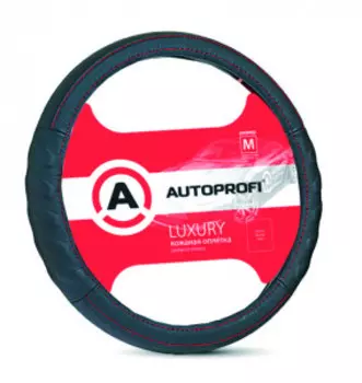 Кожаная оплётка руля AUTOPROFI AP-1070 BK/BK (M)