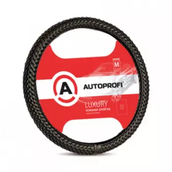 Кожаная оплётка руля AUTOPROFI AP-800 BK (M)