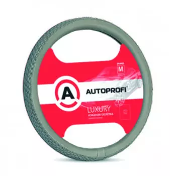 Кожаная оплётка руля AUTOPROFI AP-810 GY (M)