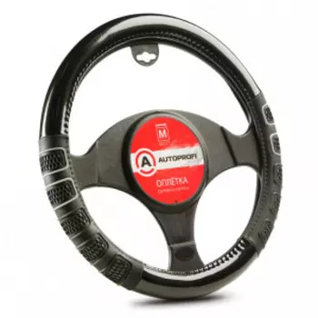 Оплётка руля AUTOPROFI экокожа AP-2051 BK/GY (M)