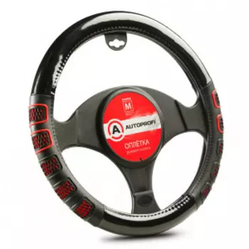 Оплётка руля AUTOPROFI экокожа AP-2051 BK/RD (M)