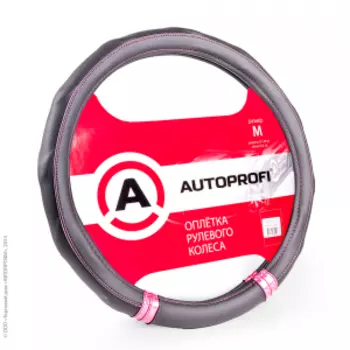 Оплётка руля AUTOPROFI AP-1408 BK/PINK (M)