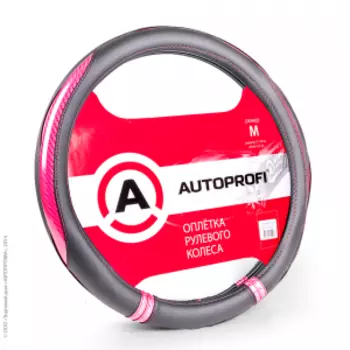 Оплётка руля AUTOPROFI AP-1412 BK/PINK (M)