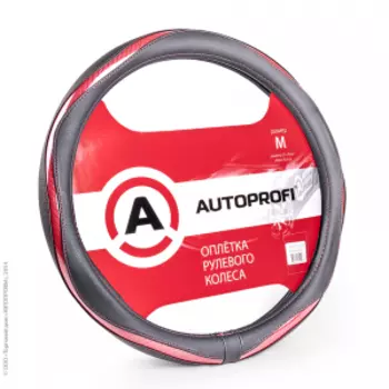 Оплётка руля AUTOPROFI AP-1413 BK/PINK (M)