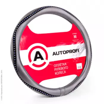 Оплётка руля AUTOPROFI AP-1414 BK/BL (M)
