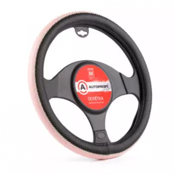 Оплётка руля AUTOPROFI из экокожи AP-1931 BK/PINK (M)