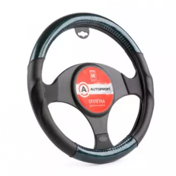 Оплётка руля AUTOPROFI из экокожи AP-1944 BK/BL (M)