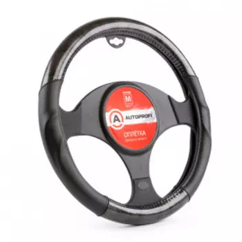 Оплётка руля AUTOPROFI из экокожи AP-1944 BK/GUN METAL (M)