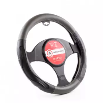 Оплётка руля AUTOPROFI из экокожи AP-1946 BK/D.GY (M)