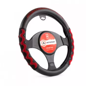 Оплётка руля AUTOPROFI из экокожи AP-1968 BK/RD (M)
