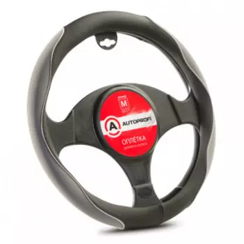 Оплётка руля AUTOPROFI софттач, синтетический нубук AP-2021 BK/GY (M)