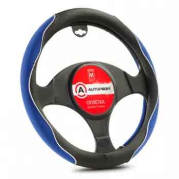 Оплётка руля AUTOPROFI софттач, синтетический нубук AP-2021 BK/BL (M)