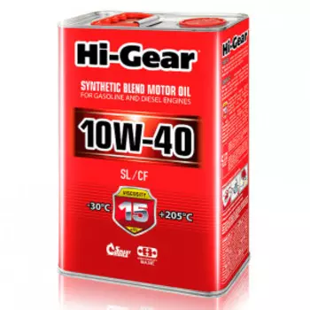Полусинтетическое моторное масло 10W40 SL/CF, 4л. Hi-Gear HG1114