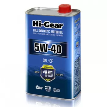 Синтетическое моторное масло 5W40 SN/CF, 1л. Hi-Gear HG0540