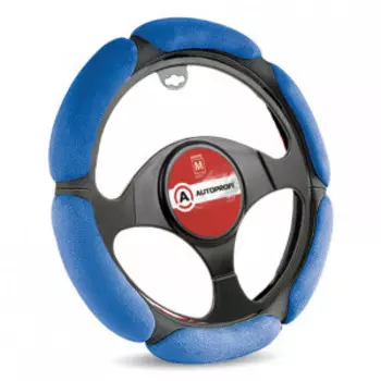 Спонжевая оплетка руля AUTOPROFI SP-5026 BK/BL (M)