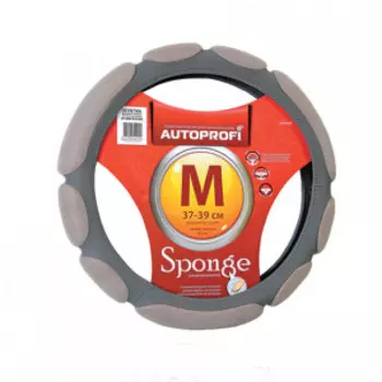 Спонжевая оплетка руля AUTOPROFI SP-9029 D.GY (M)