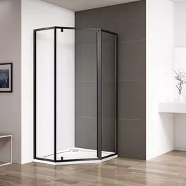 Душевой уголок Cezares Eco P1 90 C NERO прозрачное стекло, профиль матовый