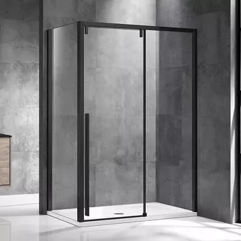 Душевой уголок Vincea Lugano VSR-1L8013CLB-1 черный, стекло прозрачное