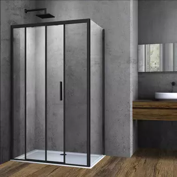 Душевой уголок Vincea Soft VSR-3SO9012CLB черный, стекло прозрачное