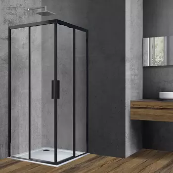 Душевой уголок Vincea Soft VSS-3SO100CLB черный, стекло прозрачное