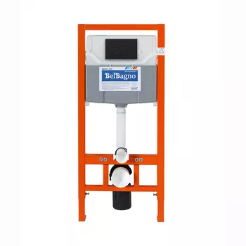 Инсталляция для унитаза BelBagno BB001-120 с кнопкой BB017-SR-NERO.M черный матовый