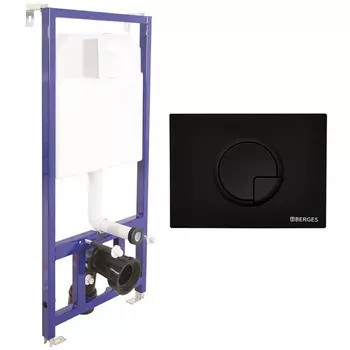 Инсталляция для унитаза Berges Novum R5 клавиша смыва Soft Touch черная