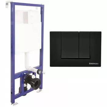 Инсталляция для унитаза Berges Novum S5 клавиша смыва Soft Touch черная