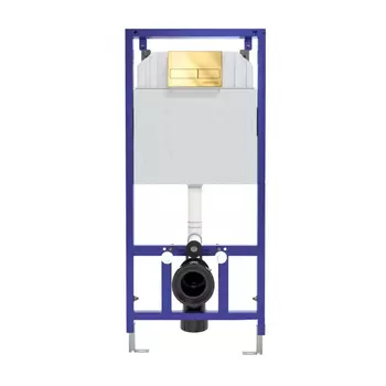 Инсталляция для унитаза Berges Novum с кнопкой 040019 глянцевое золото