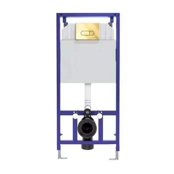 Инсталляция для унитаза Berges Novum с кнопкой 040039 глянцевое золото