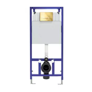 Инсталляция для унитаза Berges Novum с кнопкой 040059 глянцевое золото