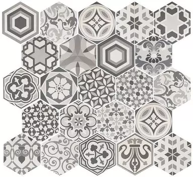 Керамогранит Equipe Hexatile Harmony B&amp;W 17,5x20