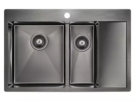 Кухонная мойка Paulmark Liga 78х51 PM227851-GML вороненая сталь