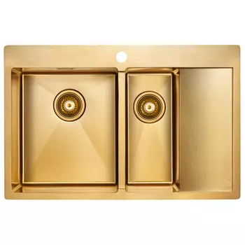 Кухонная мойка Paulmark Union PM537851-BGL брашированное золото левая