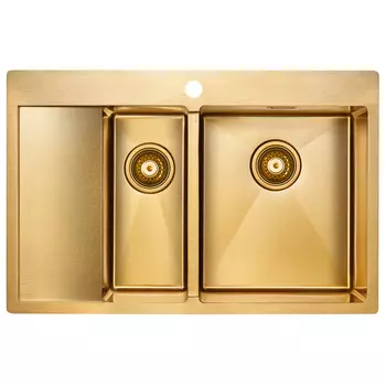 Кухонная мойка Paulmark Union PM537851-BGR брашированное золото правая