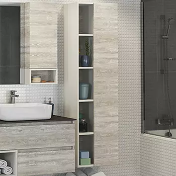 Пенал для ванной Comforty Прага 45 4136272 дуб белый