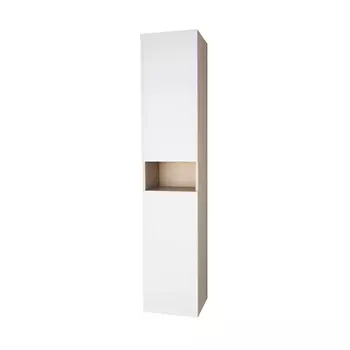 Пенал для ванной Dreja Perfecto 35 дуб эврика/белый глянец