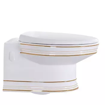 Подвесной унитаз CeramaLux Classic 4288 белый золотой