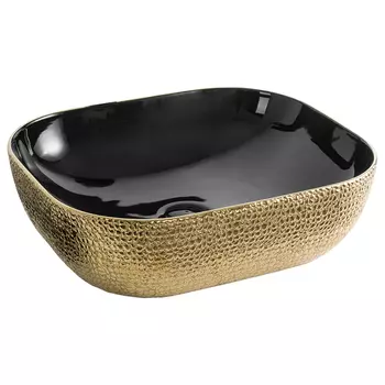 Раковина CeramaLux Line D1302H022 черная золотая