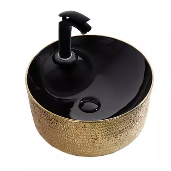 Раковина CeramaLux Line D1306H022 черная золотая