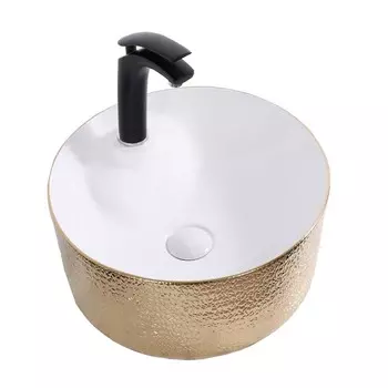 Раковина CeramaLux Line D1306H025 белая золотая