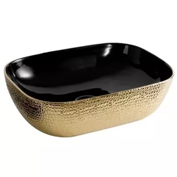 Раковина CeramaLux Line D1333H022 черная золотая