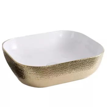 Раковина CeramaLux Line D1333H025 белая золотая