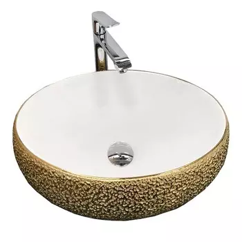 Раковина CeramaLux NC 433J белая золотая