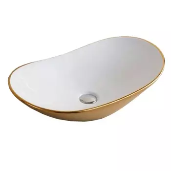 Раковина CeramaLux NC 7811AJW белая золотая