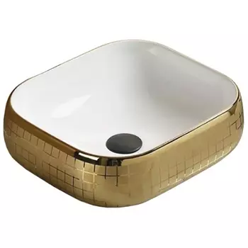 Раковина CeramaLux NC C1068 белая золотая